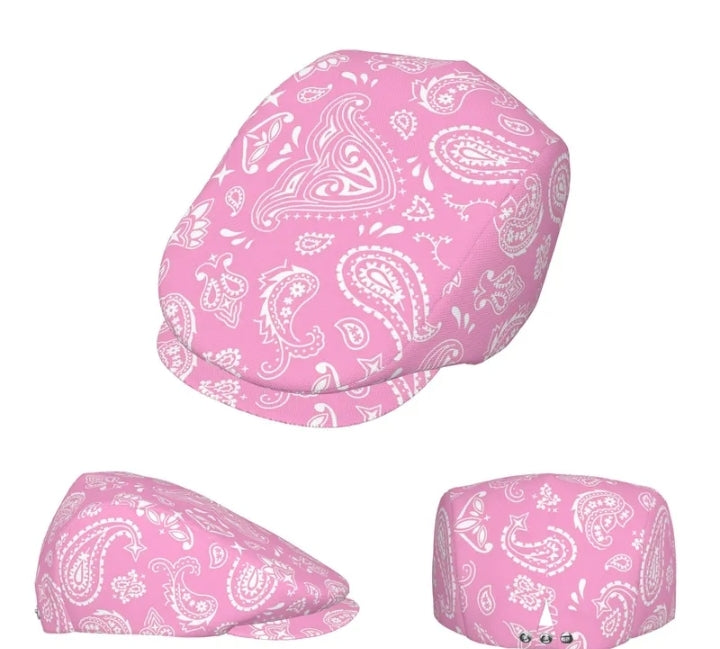 Pink Paisley Newsboy Cap