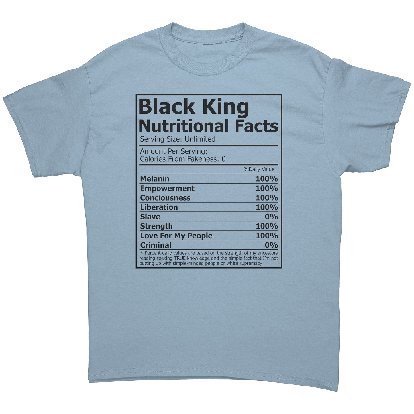 Black King Nutrition Facts Tee