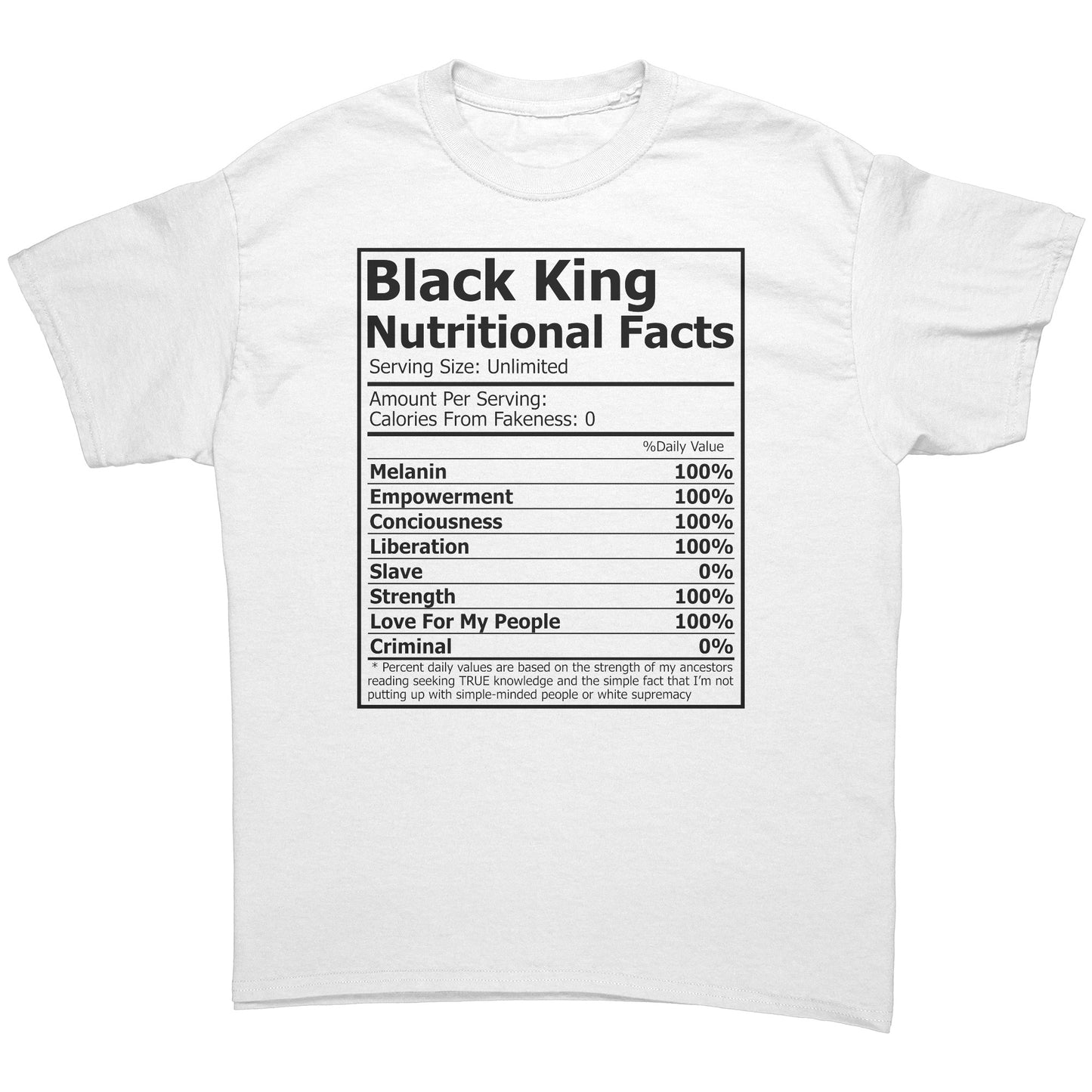Black King Nutrition Facts Tee