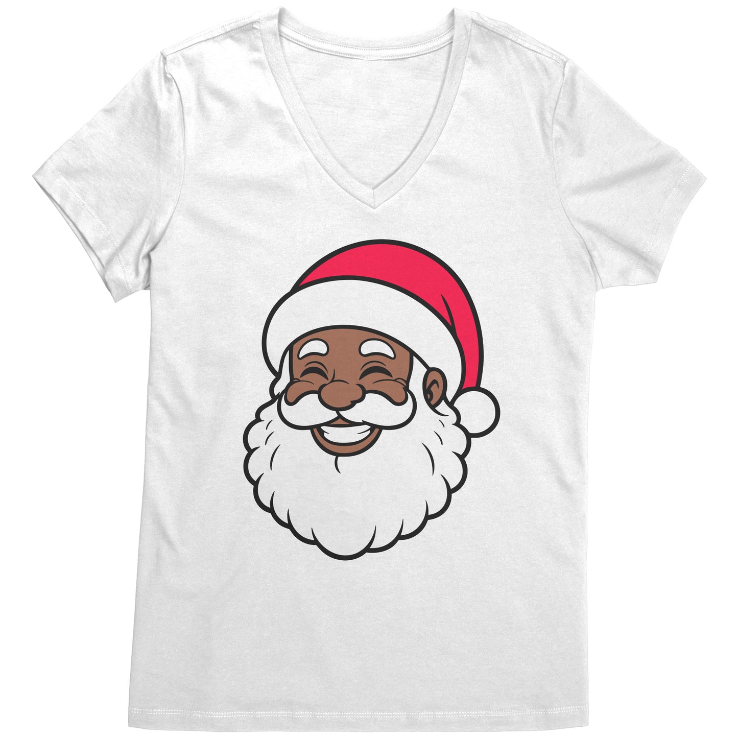 Black Santa Woman's V-Neck Tee