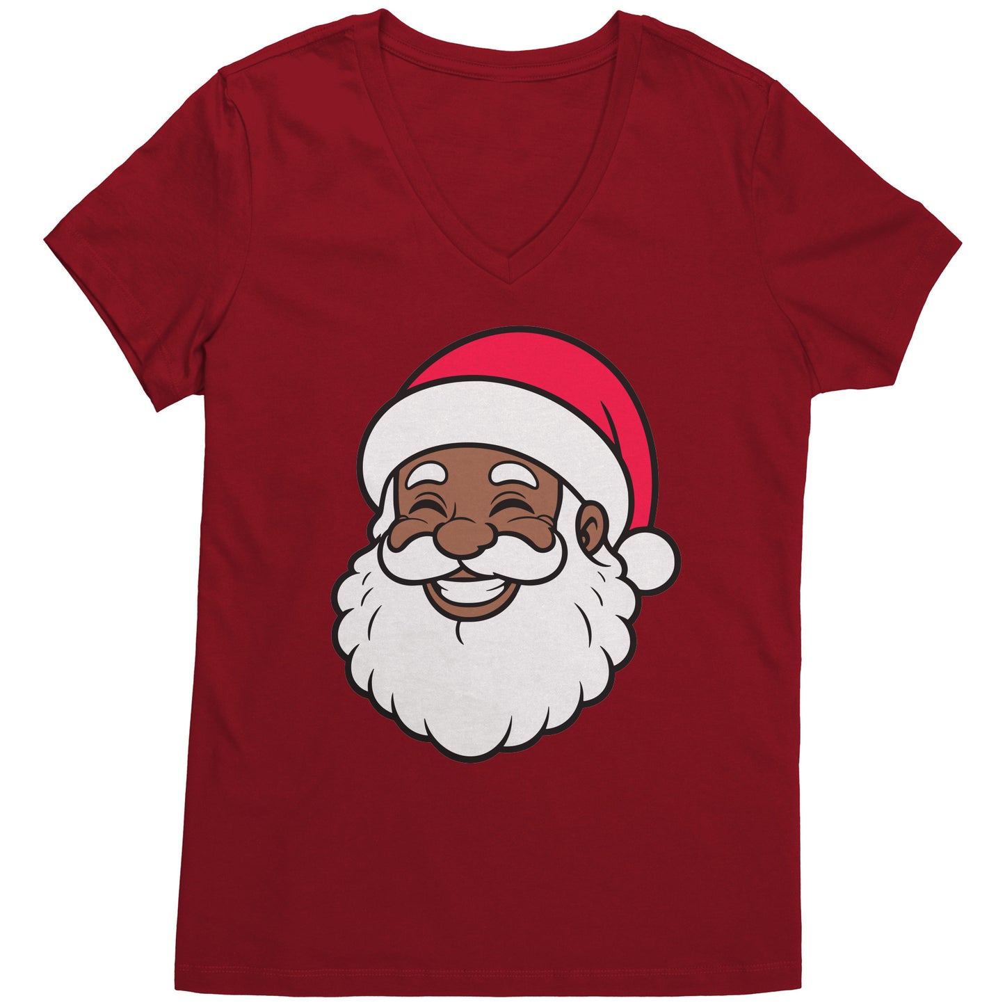 Black Santa Woman's V-Neck Tee