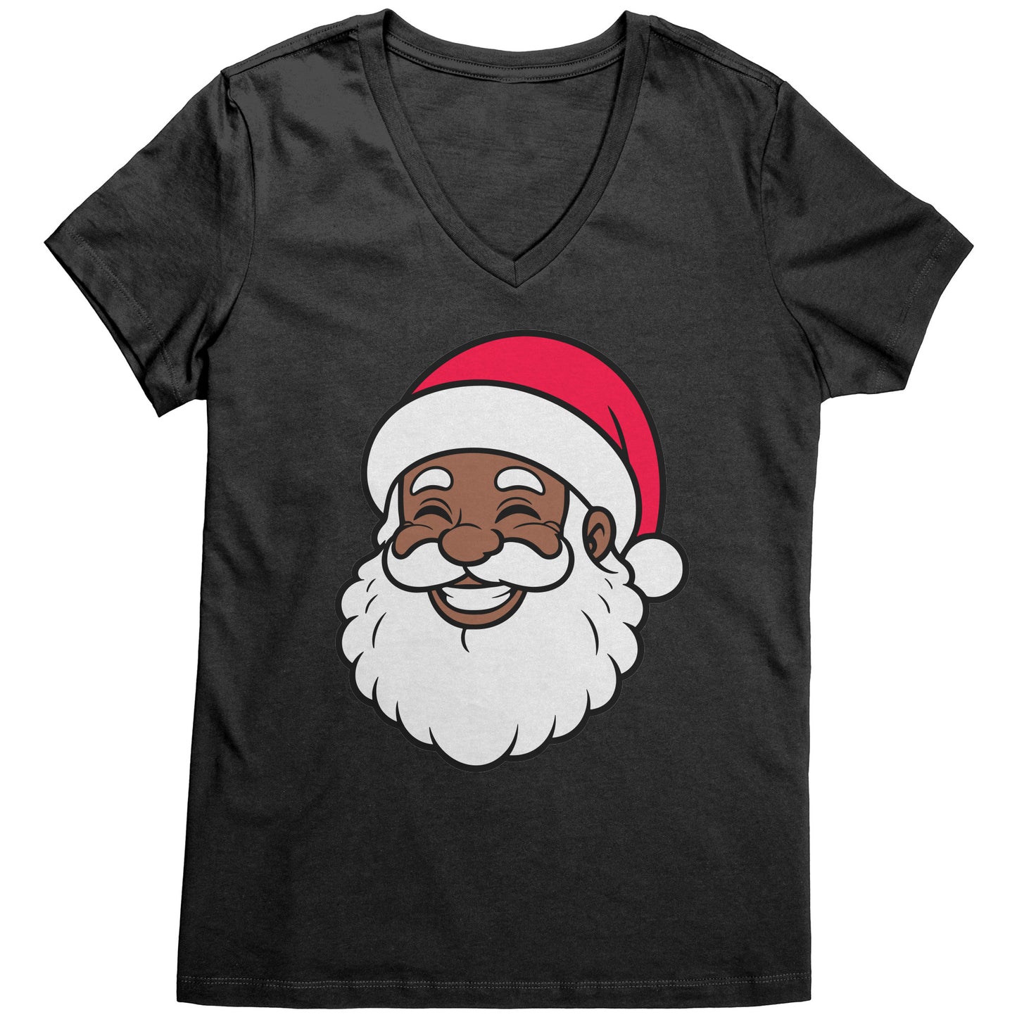 Black Santa Woman's V-Neck Tee