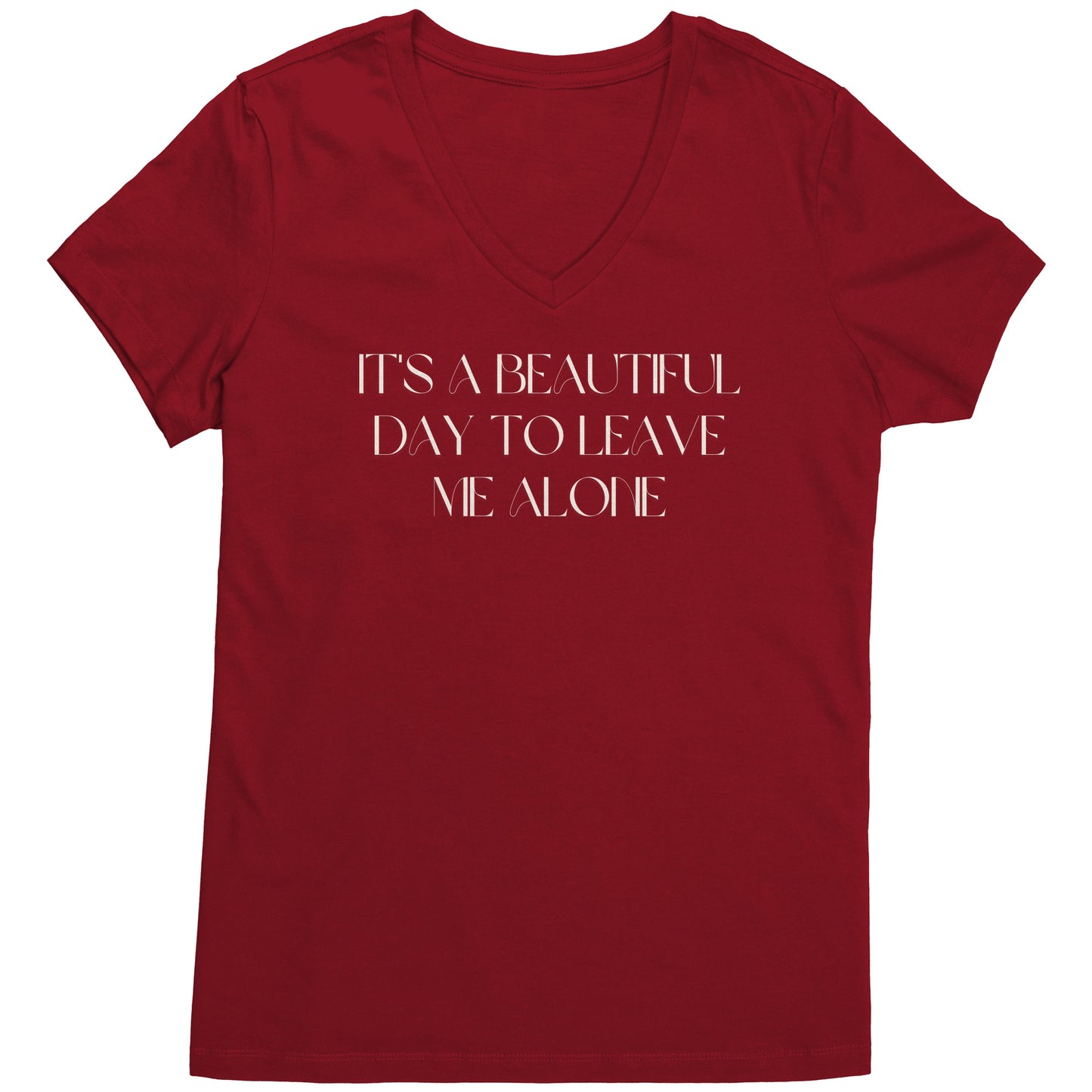 It's a beautiful day to leave me alone women's v-neck tee wl