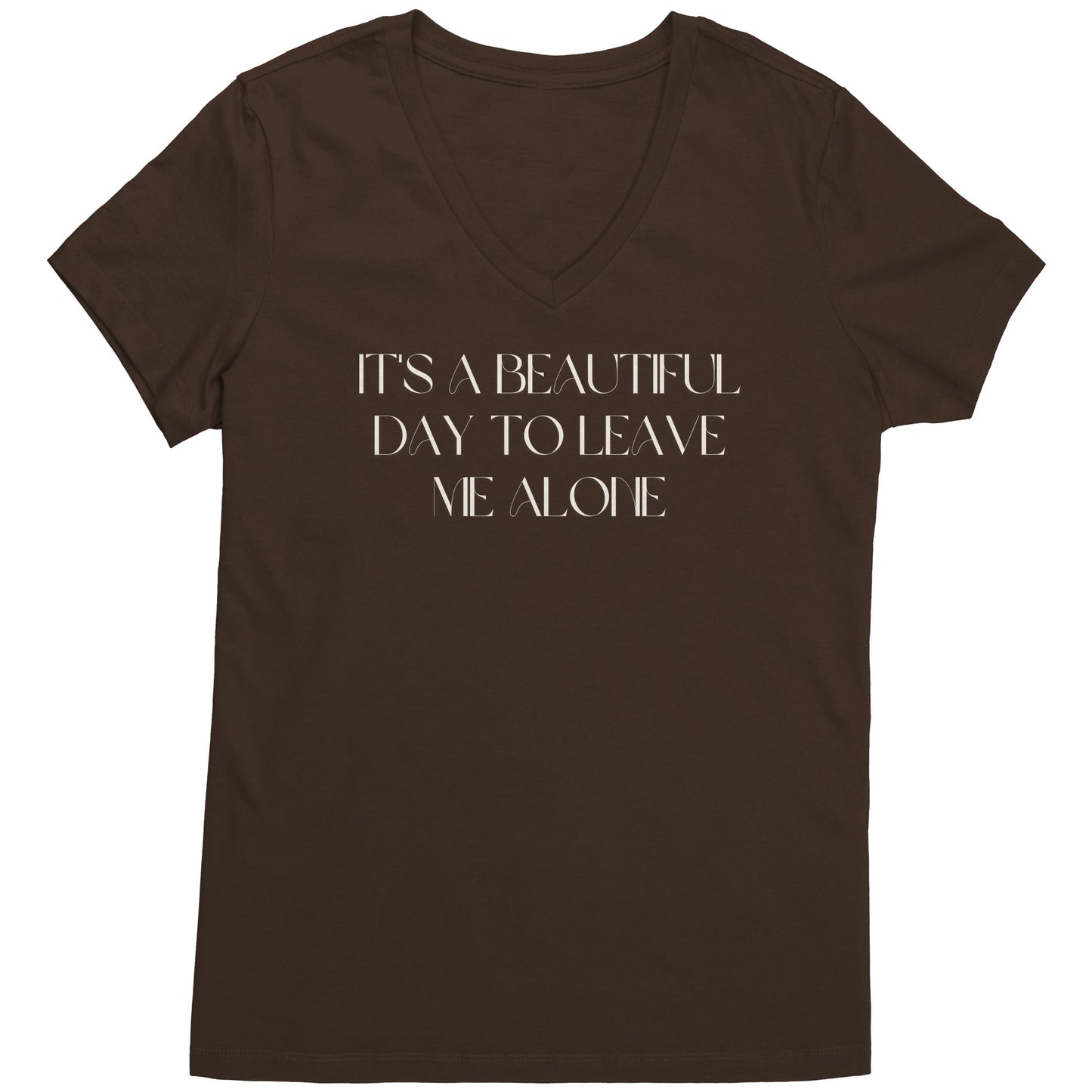 It's a beautiful day to leave me alone women's v-neck tee wl