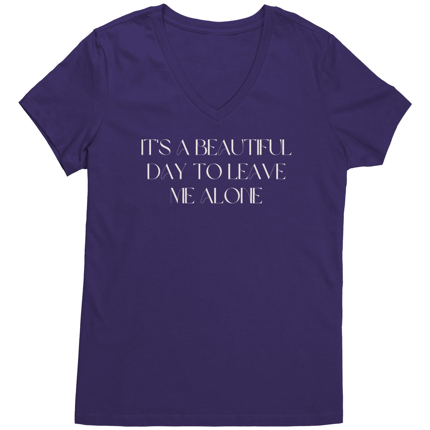 It's a beautiful day to leave me alone women's v-neck tee wl