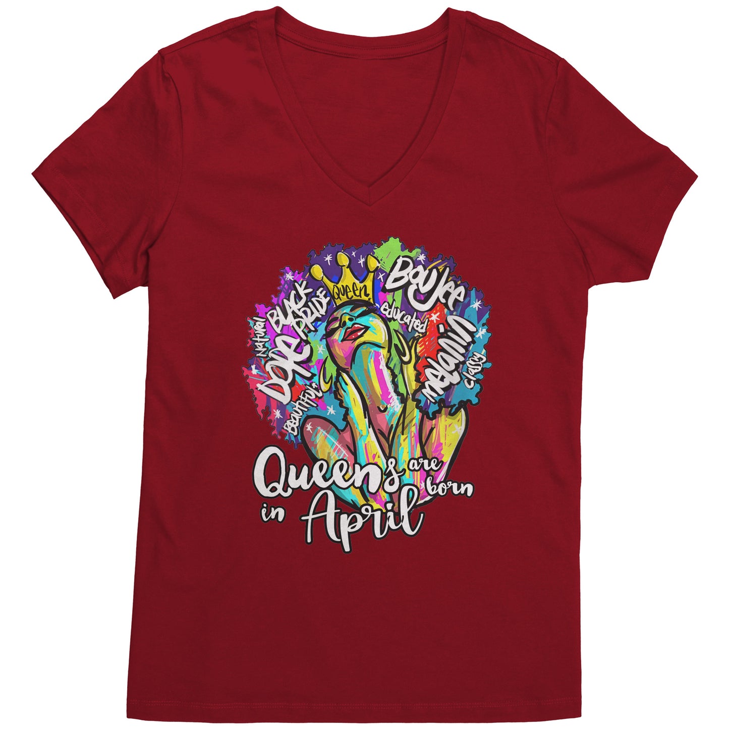 Queens Are Born In April V-Neck Tee