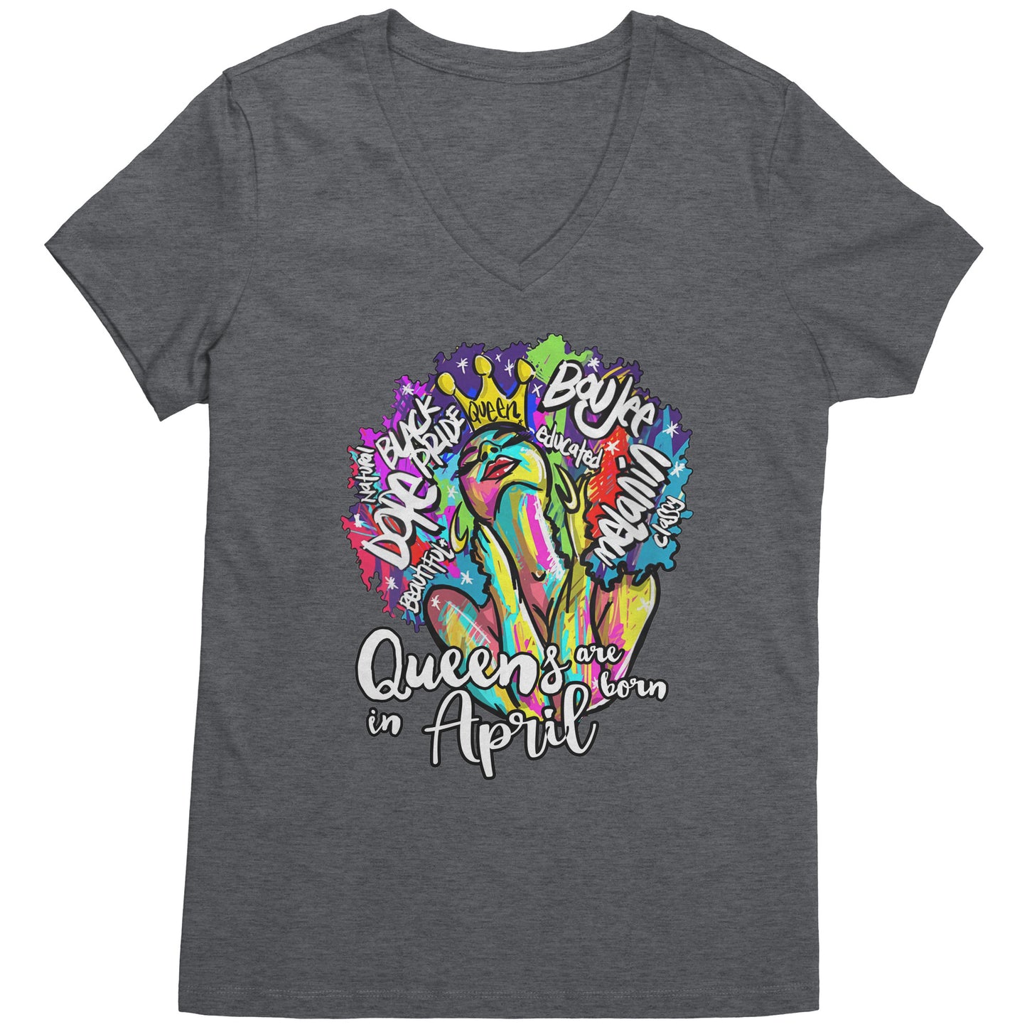 Queens Are Born In April V-Neck Tee