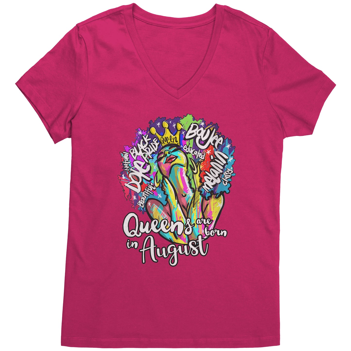 Queens Are Born In August V-Neck Tee