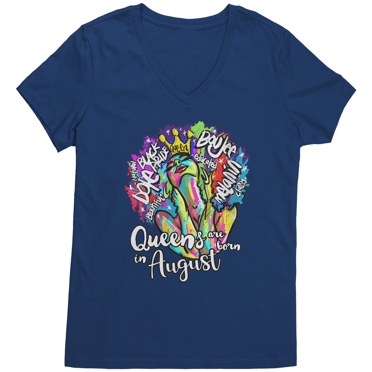 Queens Are Born In August V-Neck Tee