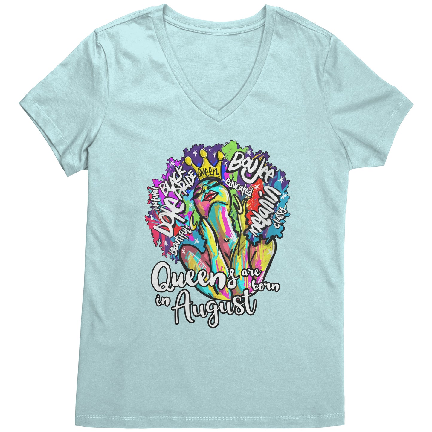 Queens Are Born In August V-Neck Tee