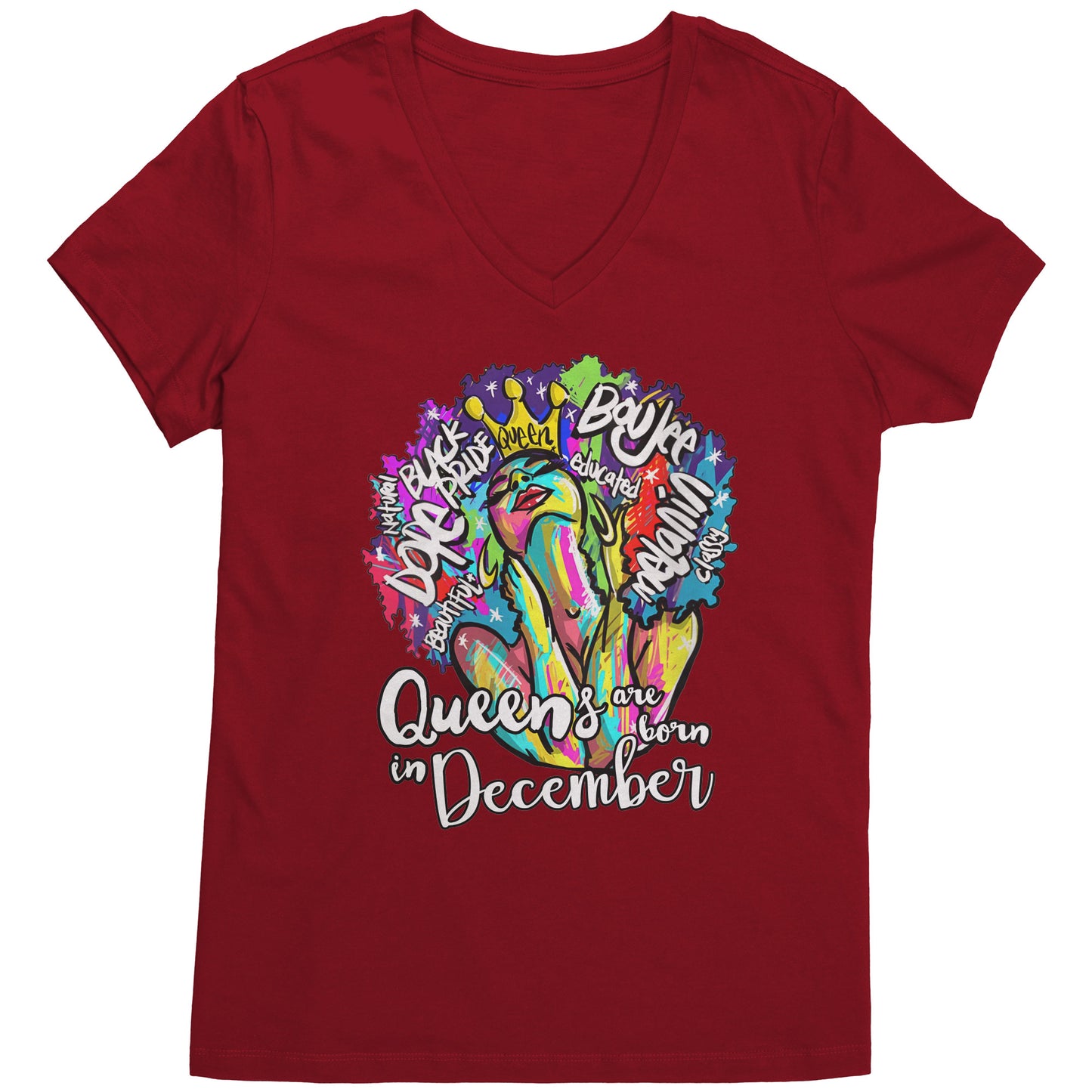 Queens Are Born In December V-Neck Tee