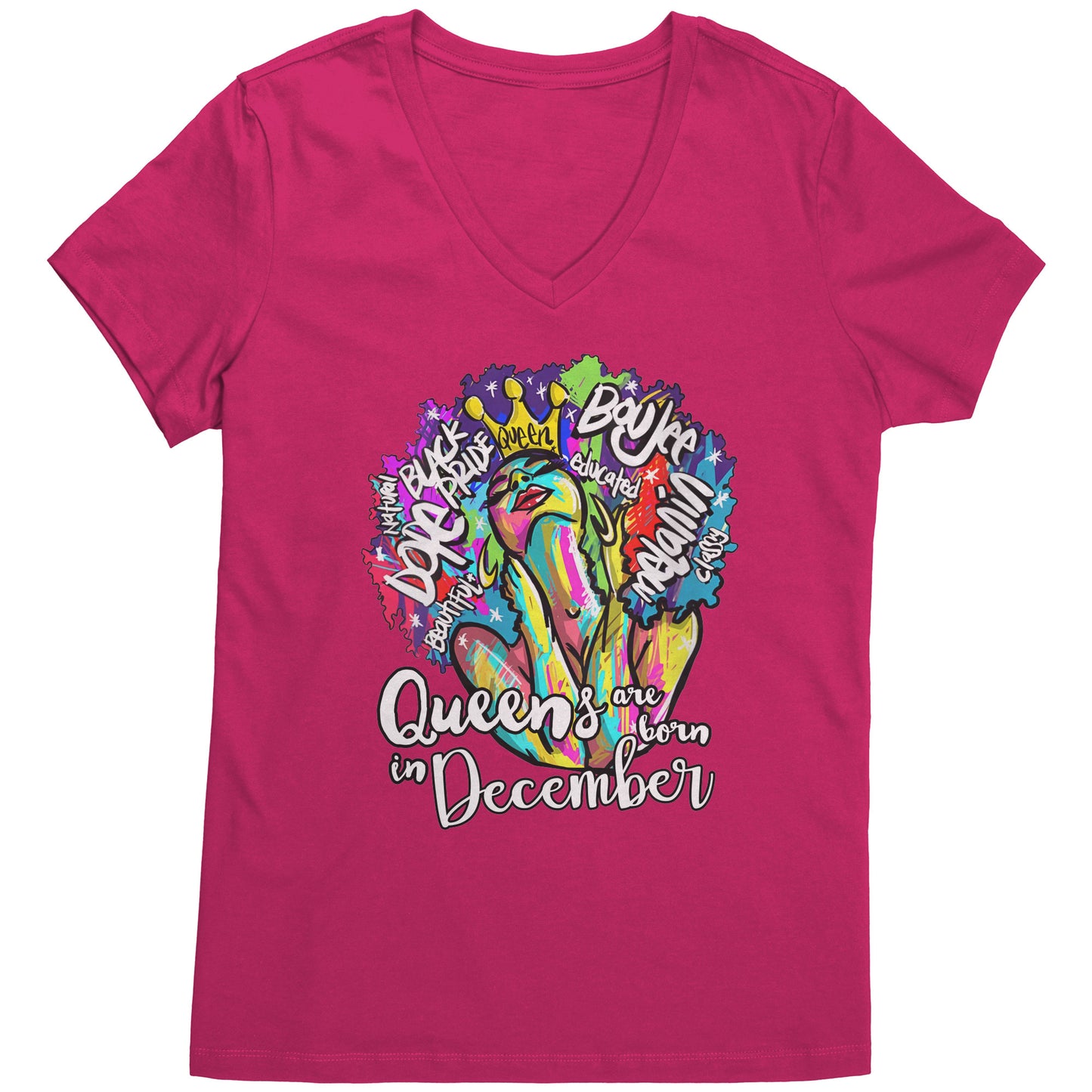 Queens Are Born In December V-Neck Tee