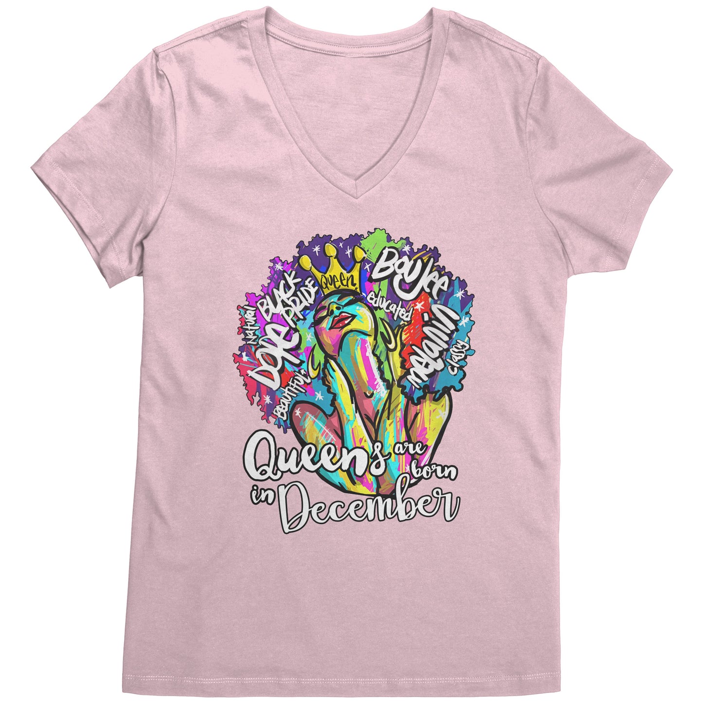 Queens Are Born In December V-Neck Tee