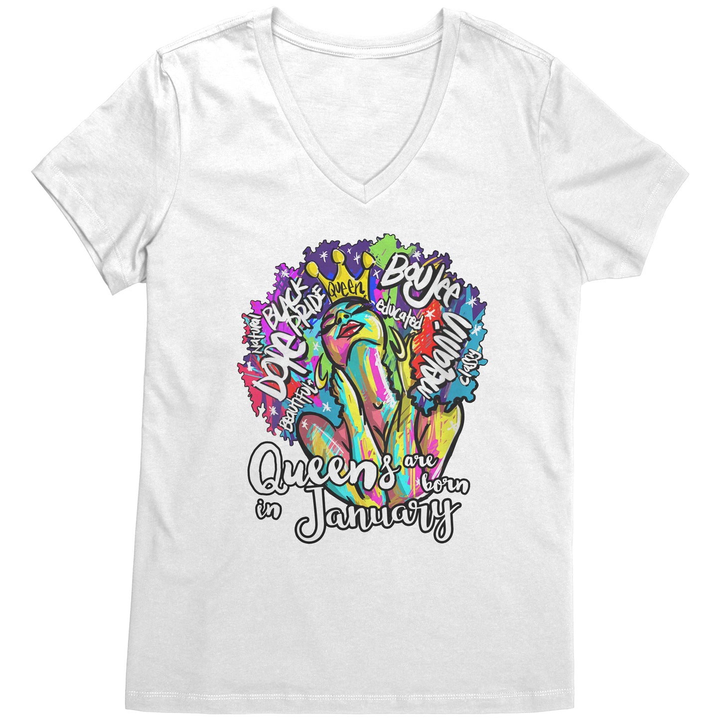 Queens Are Born In January V-Neck Tee