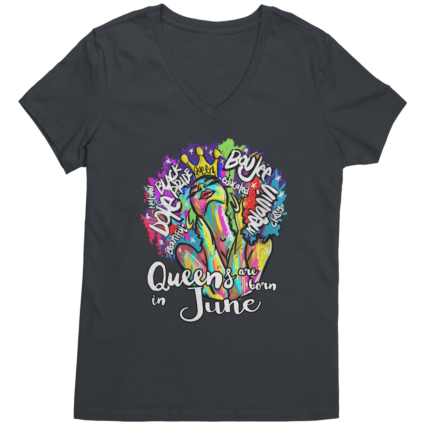 Queens Are Born In June V-Neck Tee