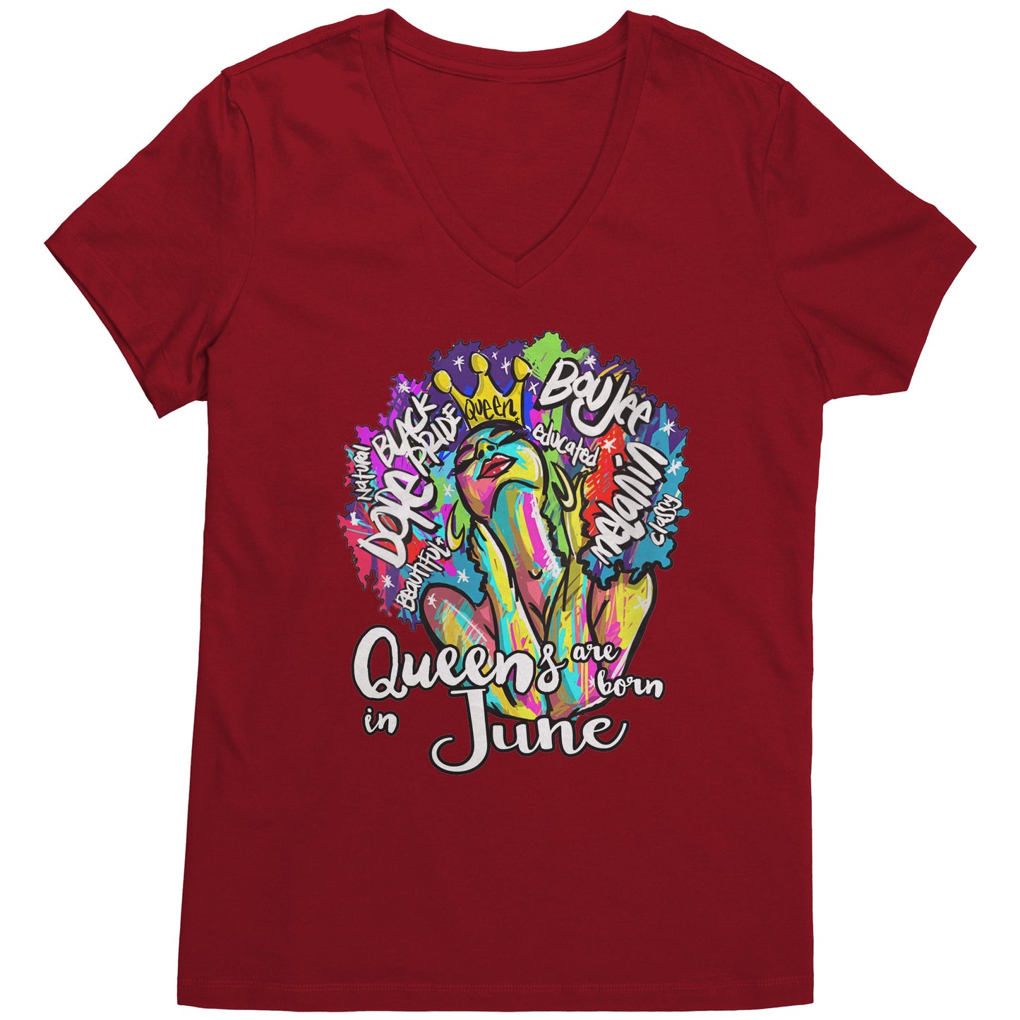 Queens Are Born In June V-Neck Tee