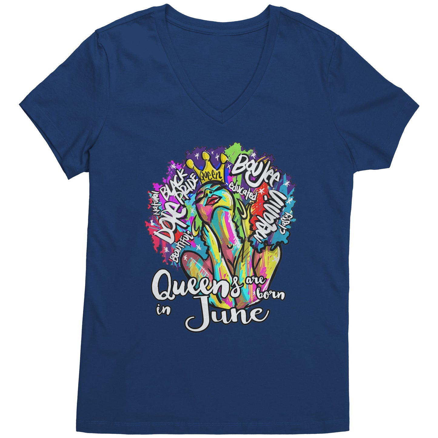 Queens Are Born In June V-Neck Tee