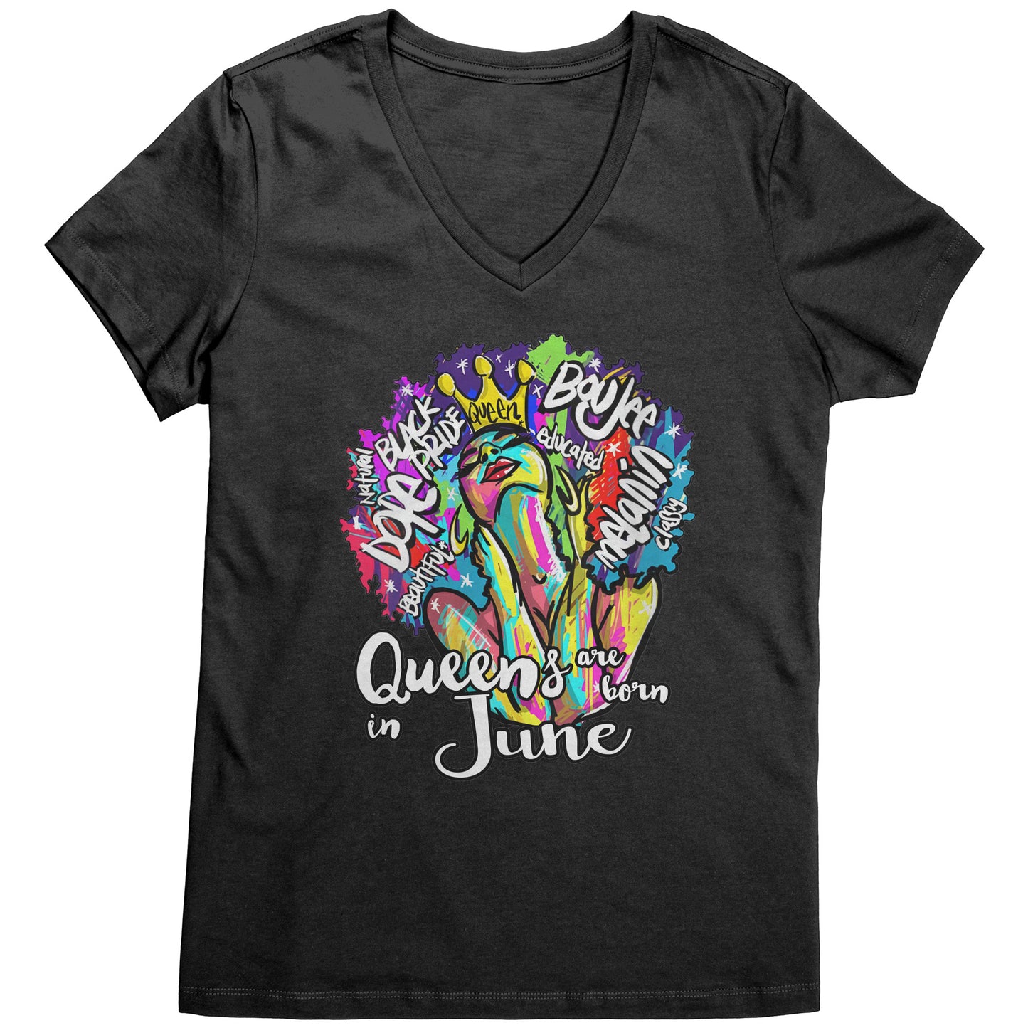 Queens Are Born In June V-Neck Tee