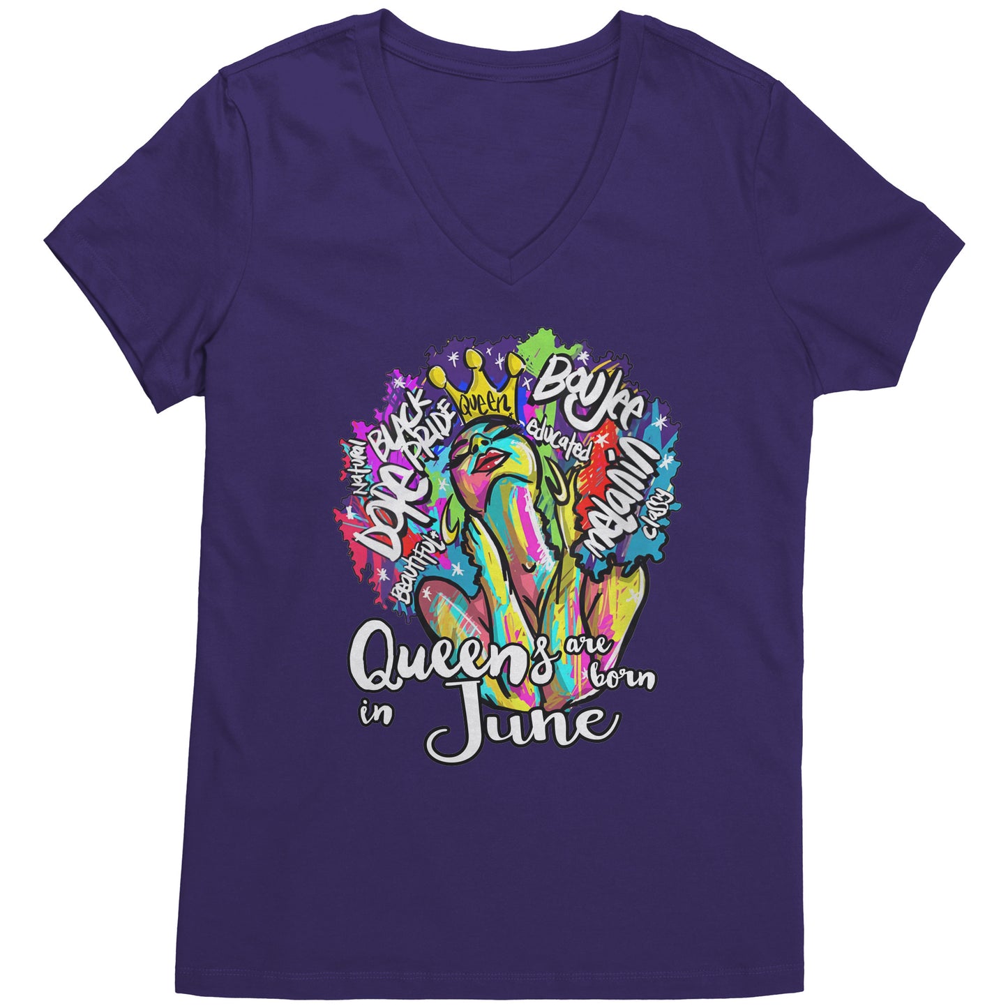 Queens Are Born In June V-Neck Tee