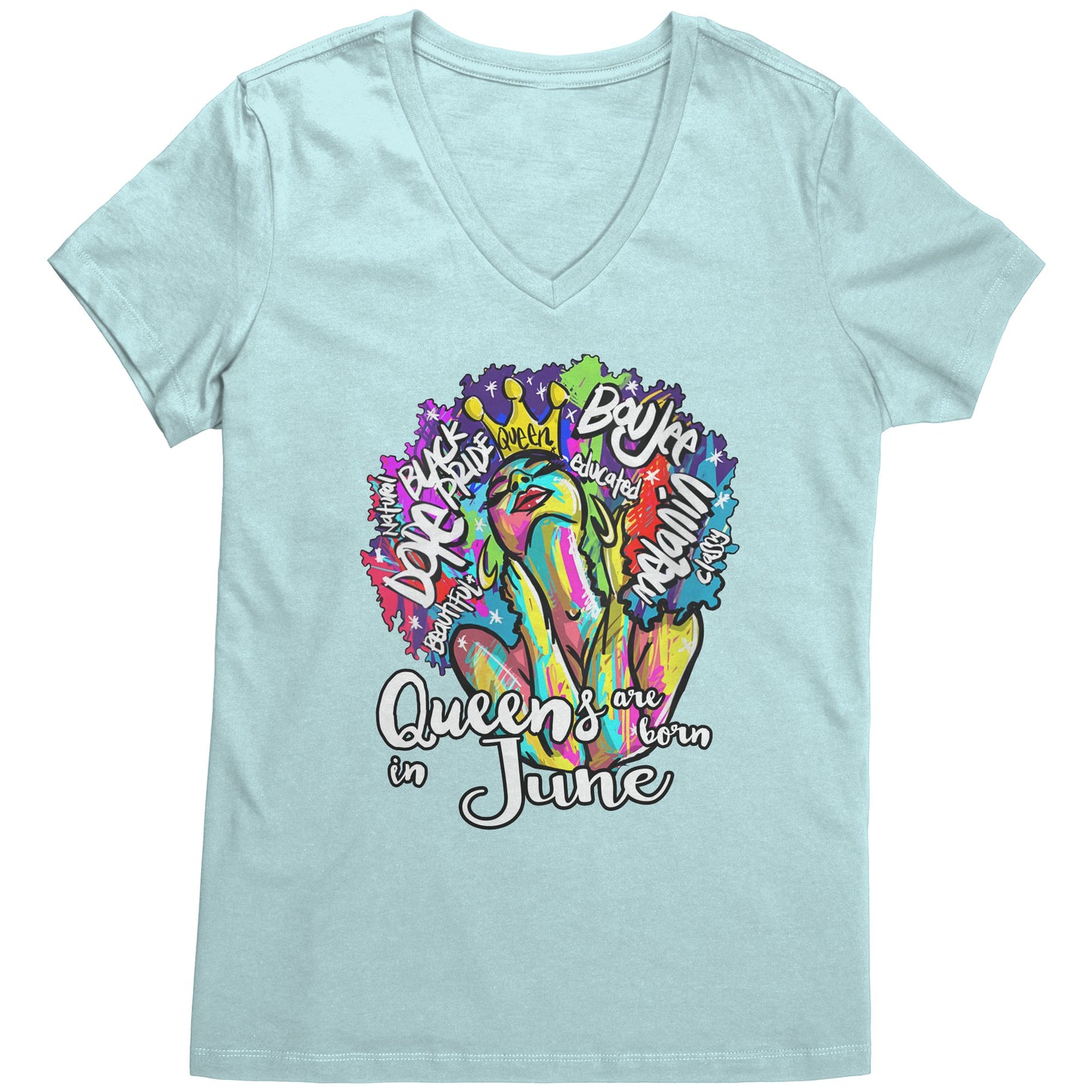 Queens Are Born In June V-Neck Tee