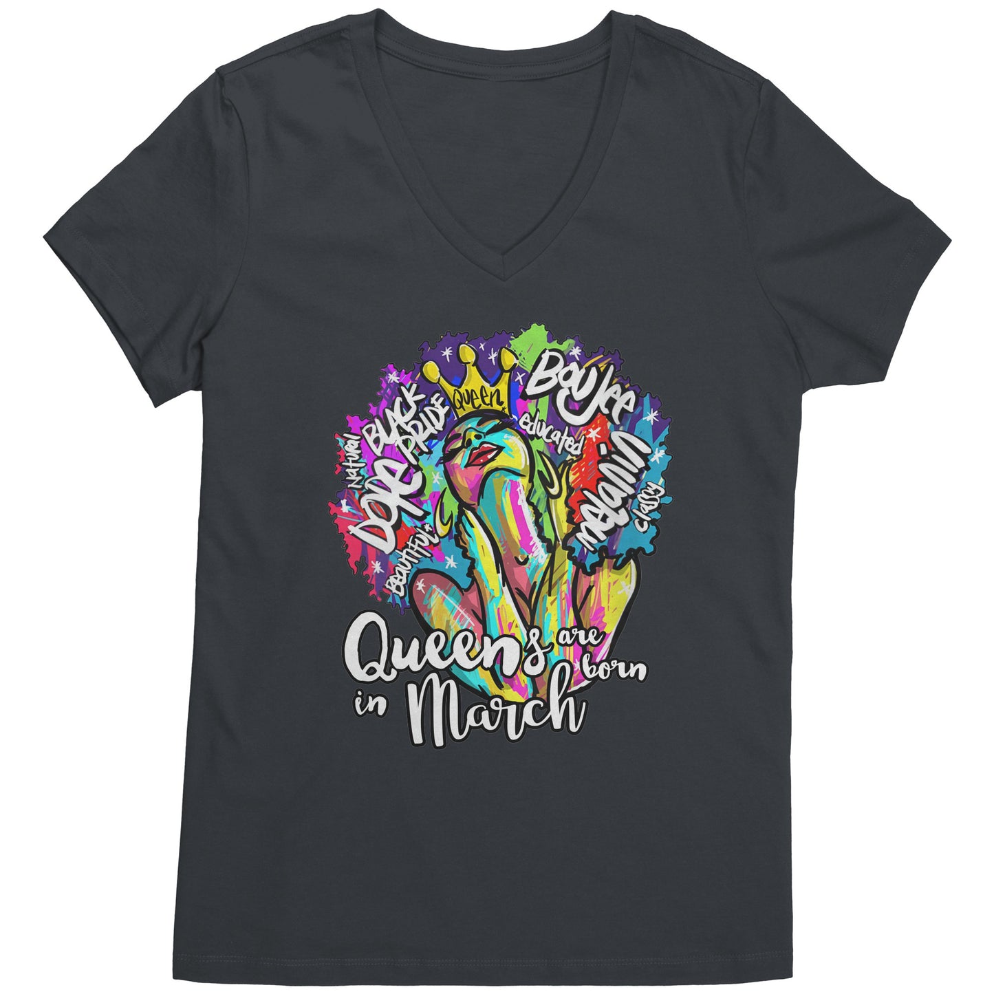 Queens Are Born In March V-Neck Tee