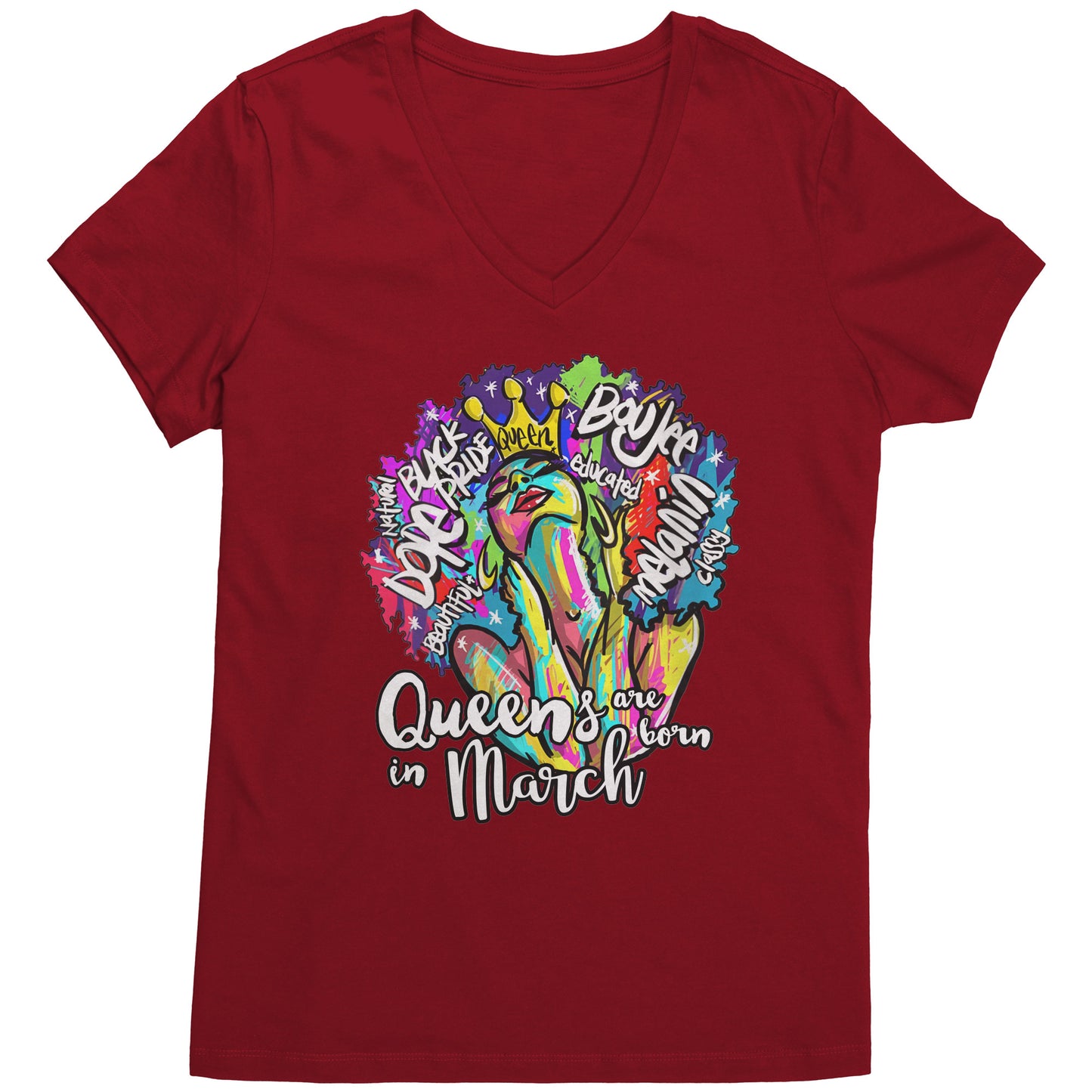 Queens Are Born In March V-Neck Tee