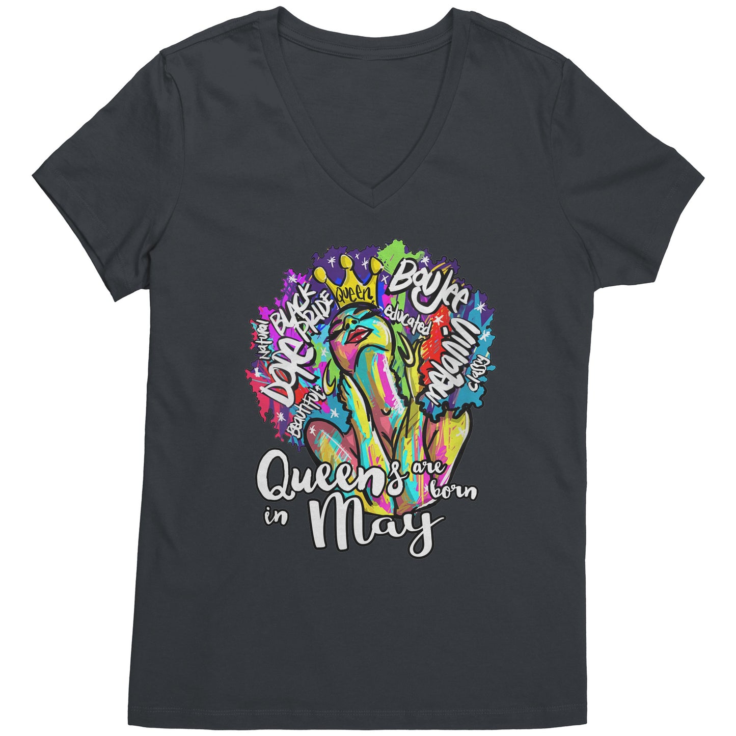 Queens Are Born In May V-Neck Tee