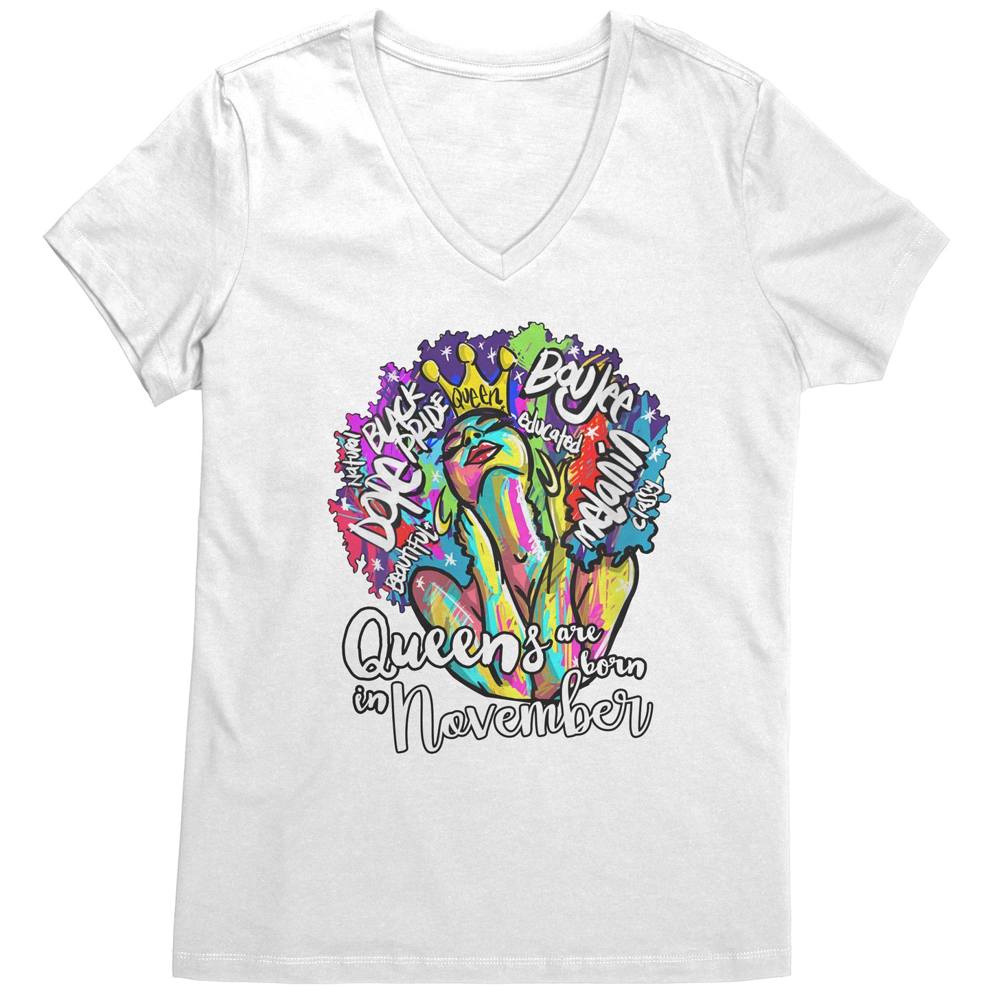 Queens Are Born In November V-Neck Tee