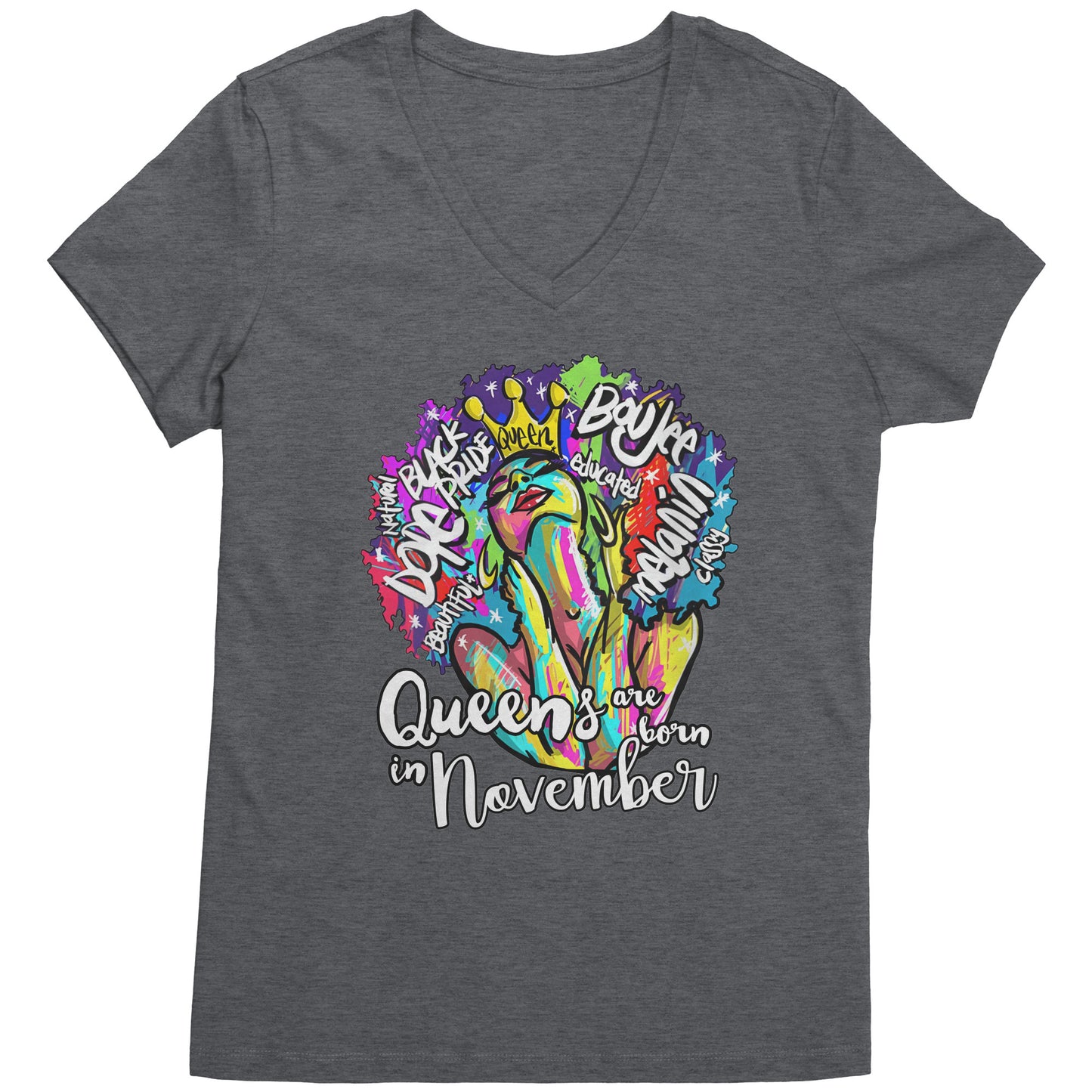 Queens Are Born In November V-Neck Tee