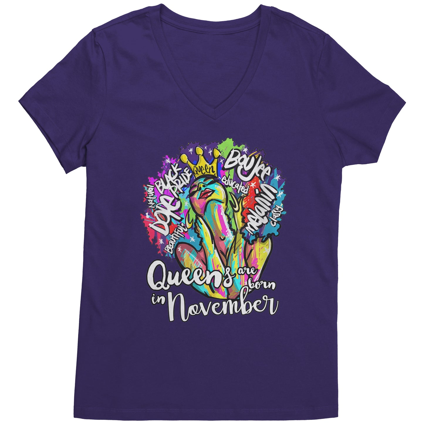 Queens Are Born In November V-Neck Tee