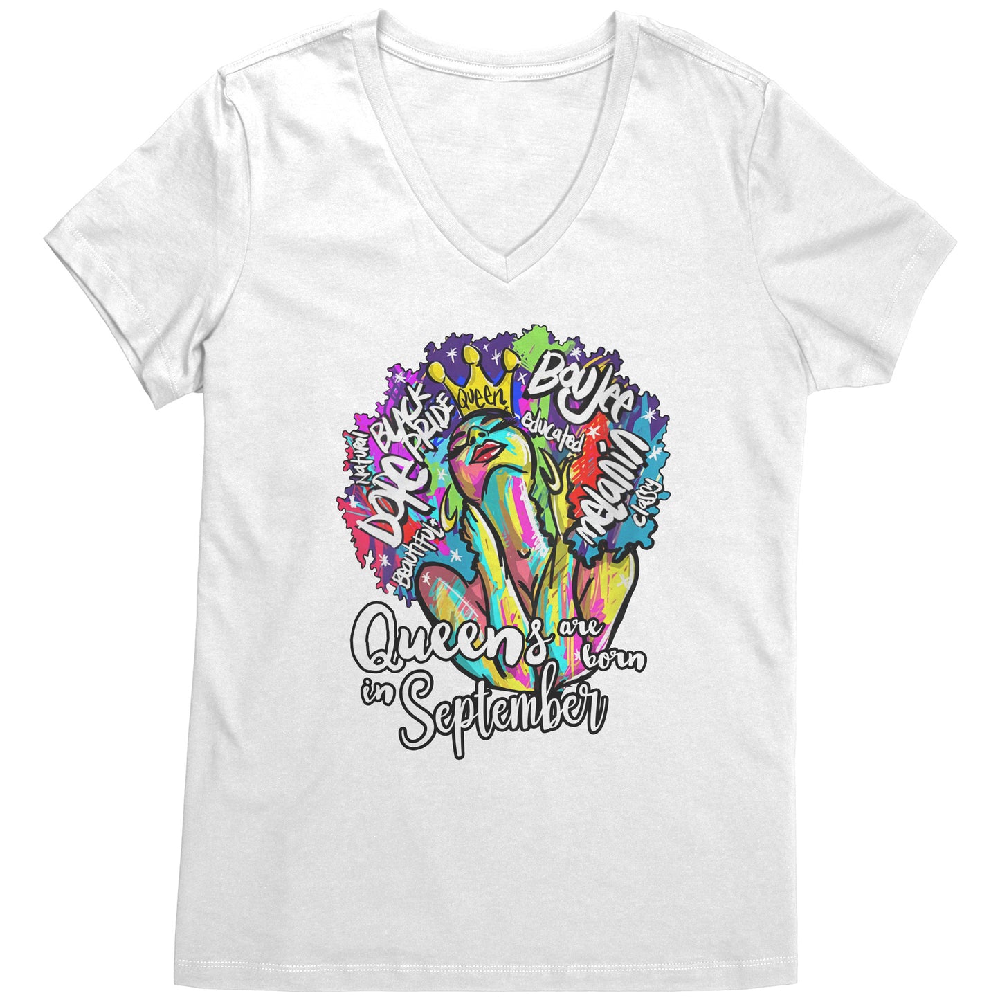 Queens Are Born In September V-Neck Tee