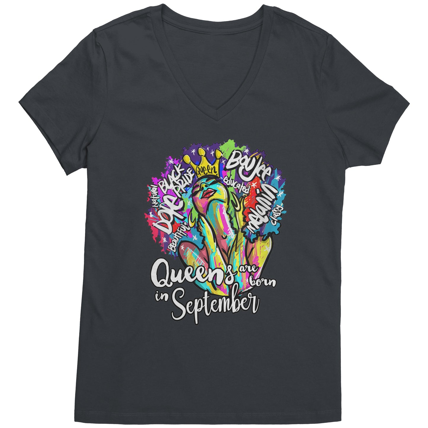 Queens Are Born In September V-Neck Tee