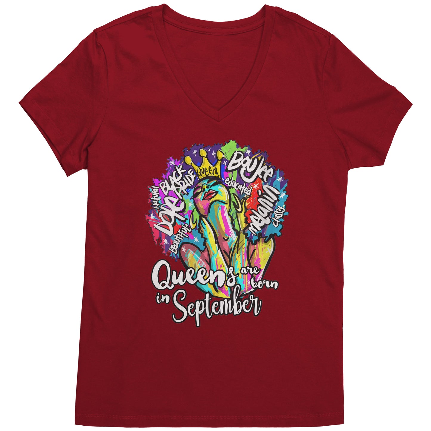 Queens Are Born In September V-Neck Tee