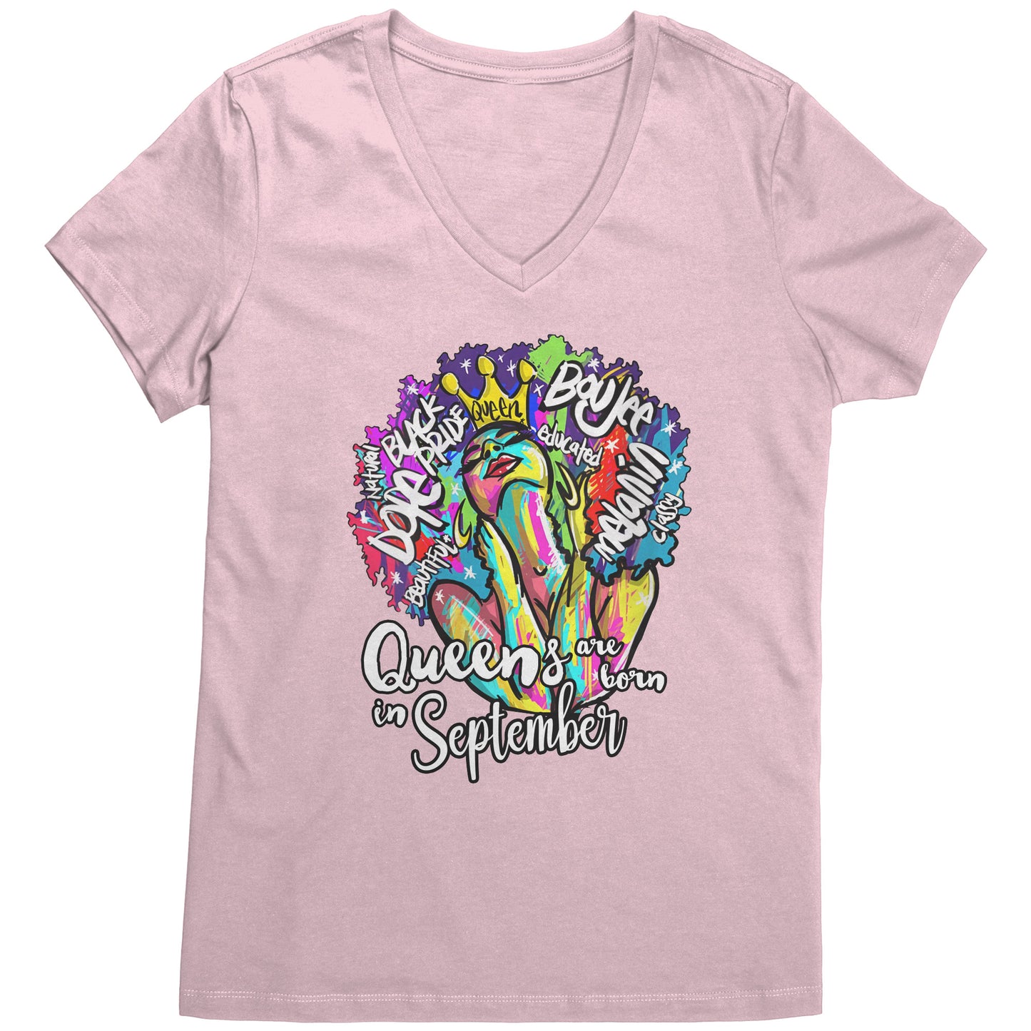 Queens Are Born In September V-Neck Tee