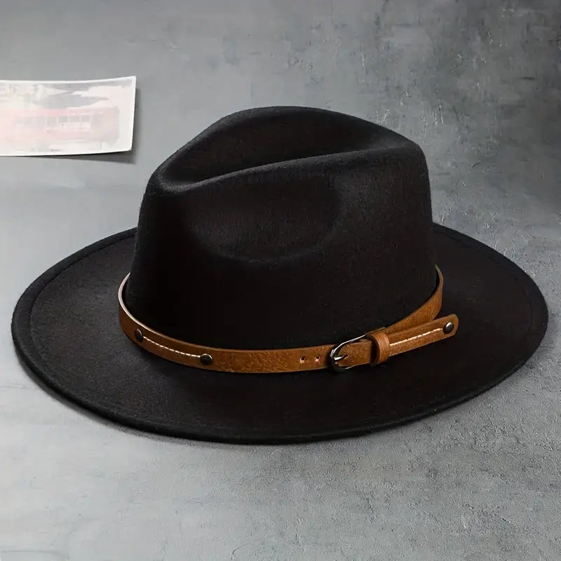 Various Solid Color Fedora's w/tan belt accessorry