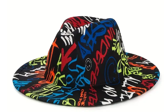 Black Multi-Colored Fedora