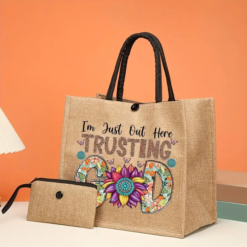 I'm Just Out Here Trusting God Tote Bag