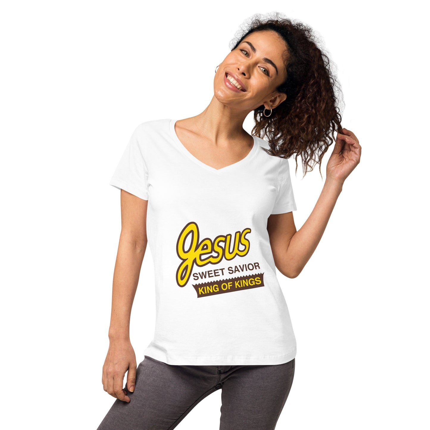 WOMEN'S JESUS SWEET SAVIOR FITTED V-NECK TEE