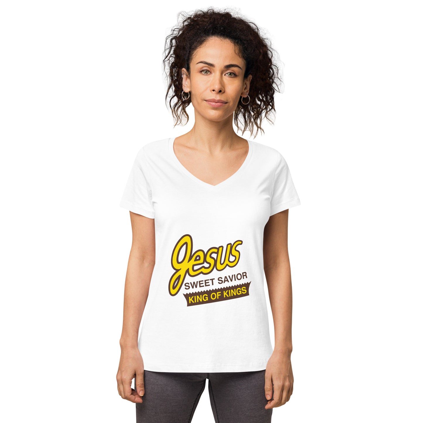 WOMEN'S JESUS SWEET SAVIOR FITTED V-NECK TEE