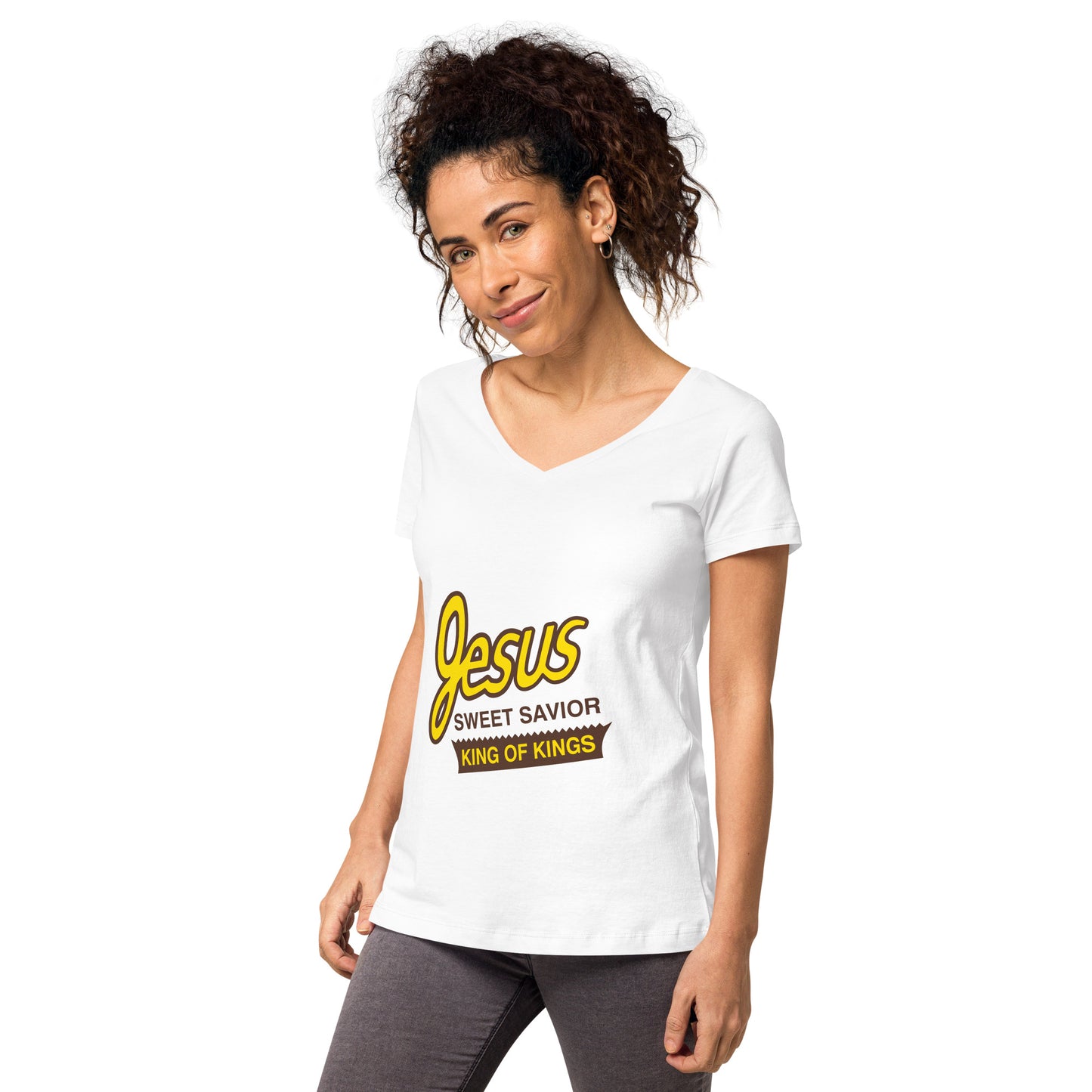 WOMEN'S JESUS SWEET SAVIOR FITTED V-NECK TEE