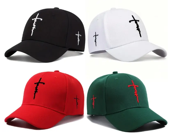 3D Faith Embroidered White Baseball Cap