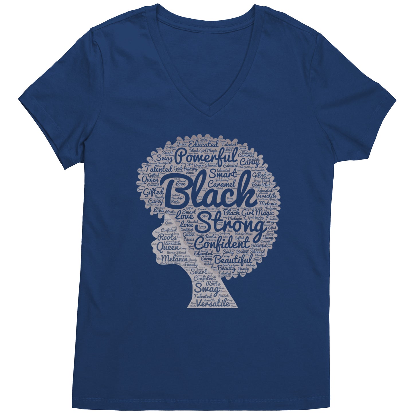 Black and Strong Wome's V-Neck Tee