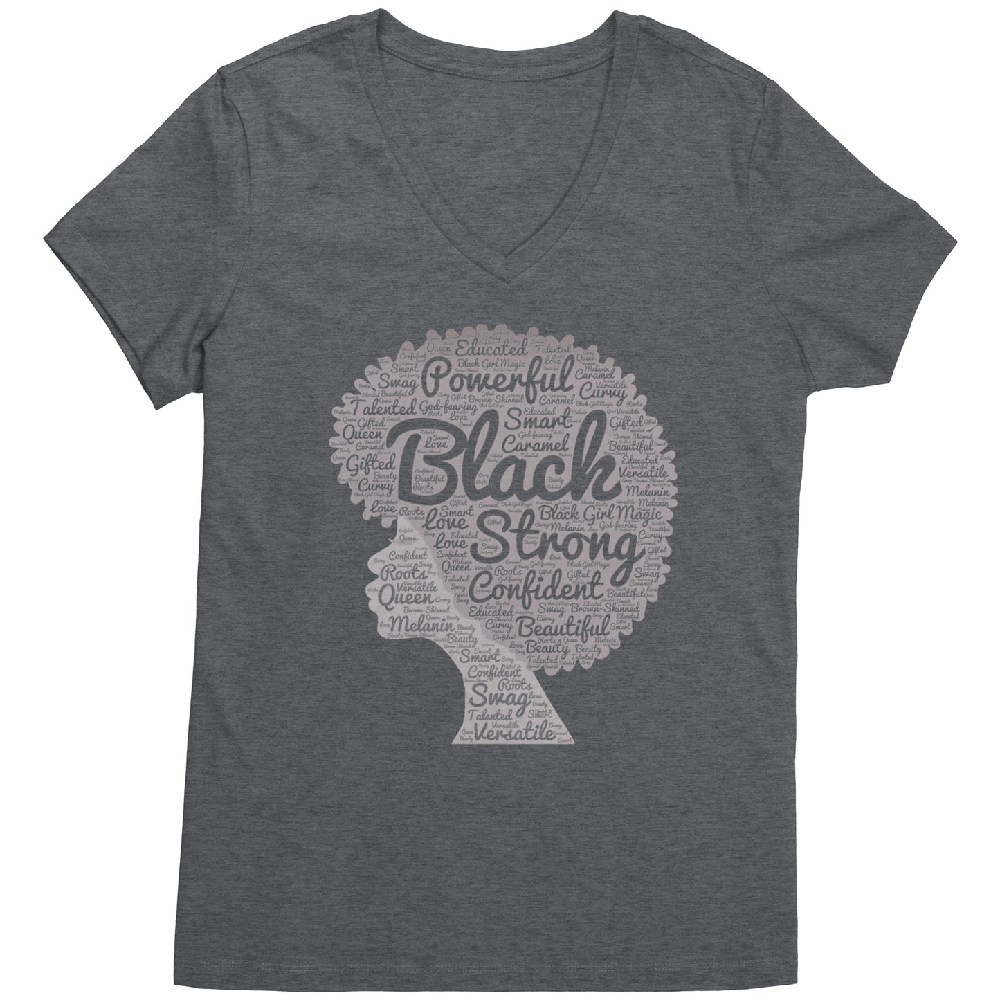 Black and Strong Wome's V-Neck Tee