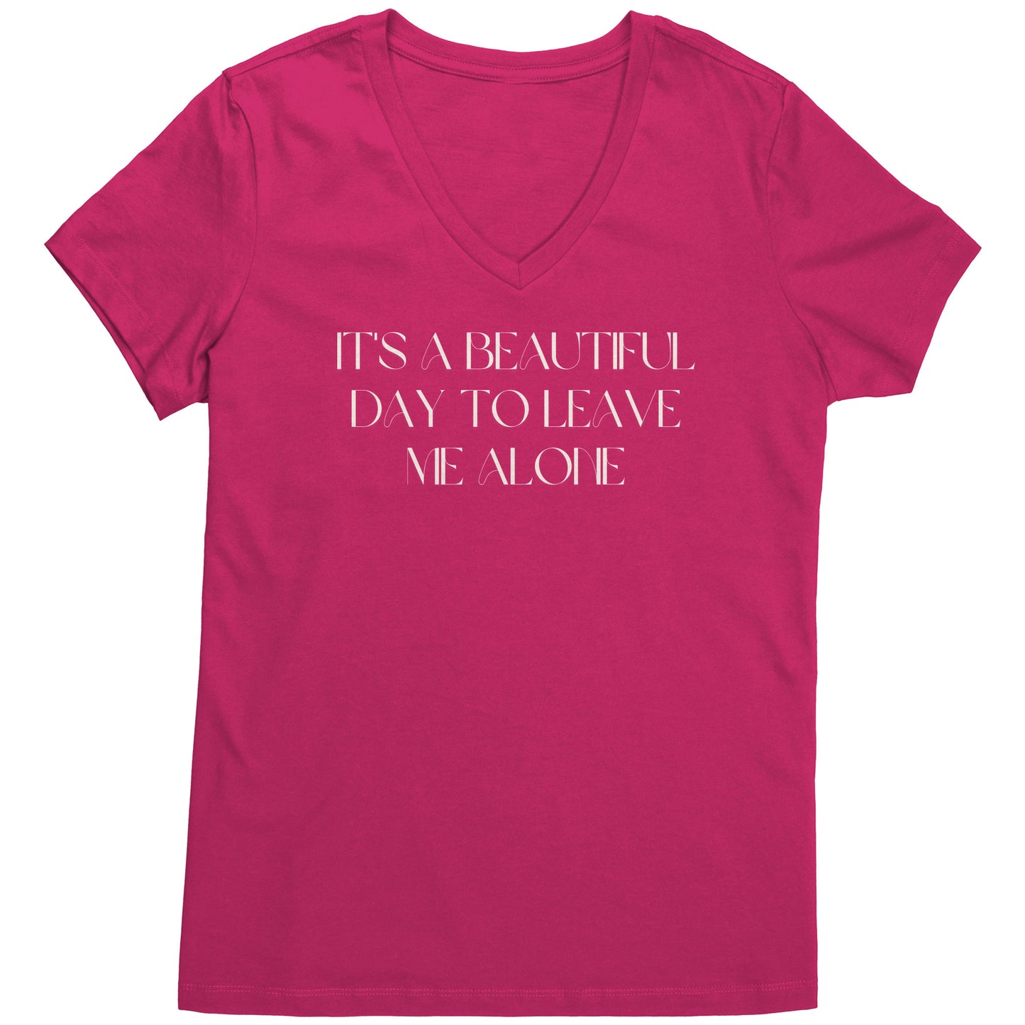 It's a beautiful day to leave me alone women's v-neck tee wl
