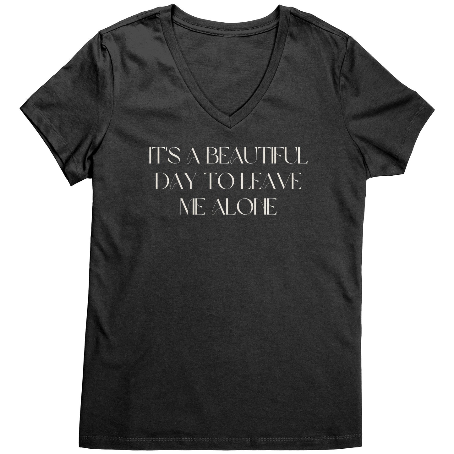 It's a beautiful day to leave me alone women's v-neck tee wl