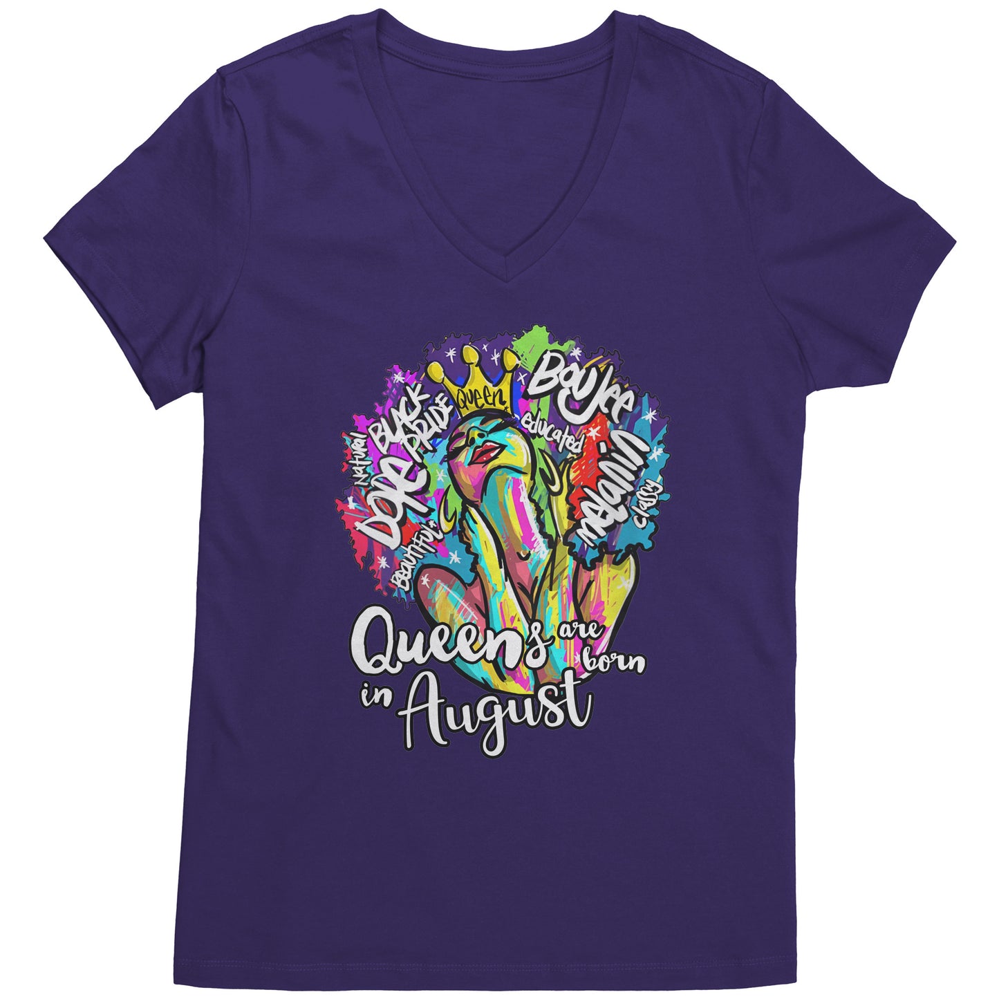 Queens Are Born In August V-Neck Tee