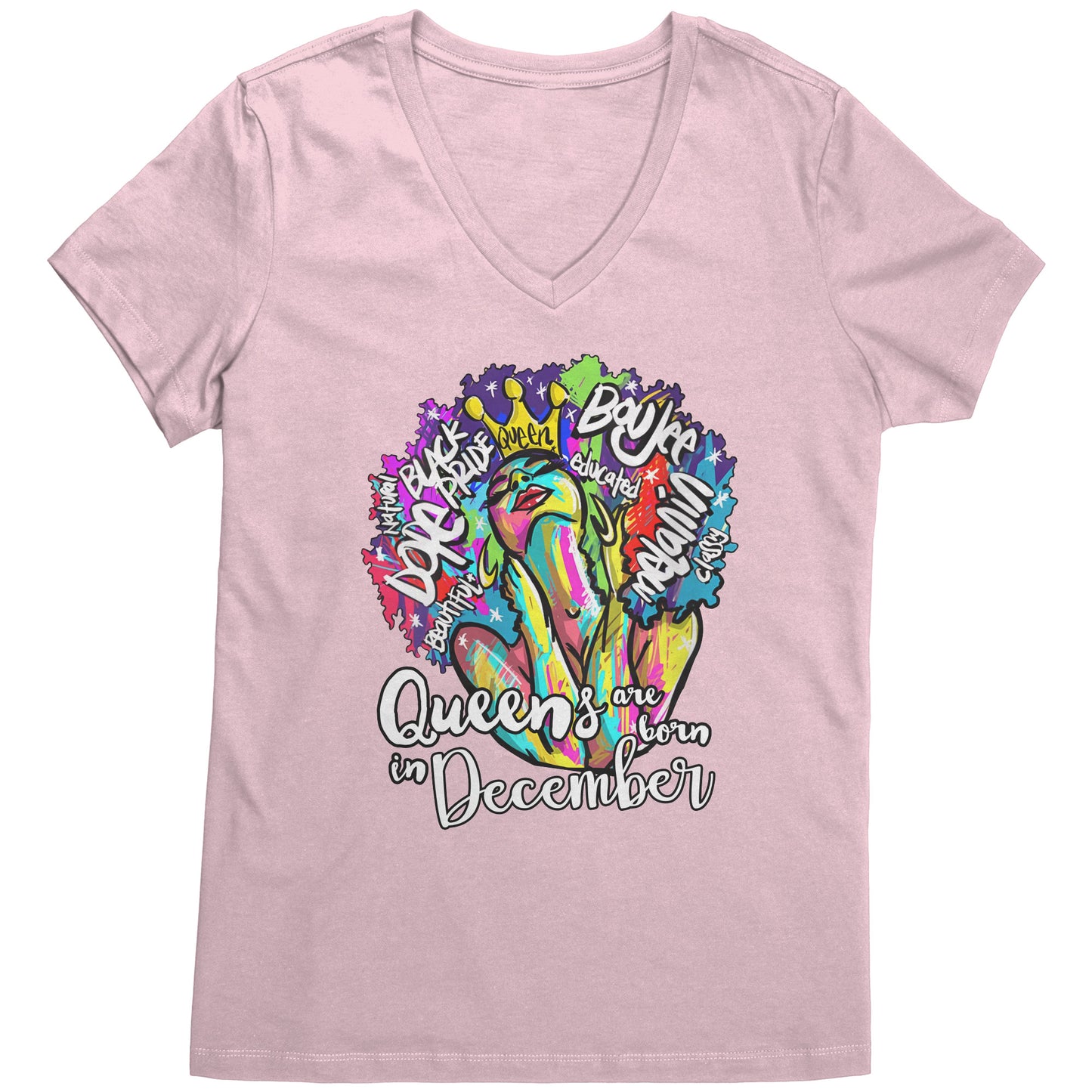 Queens Are Born In December  V-Neck Tee