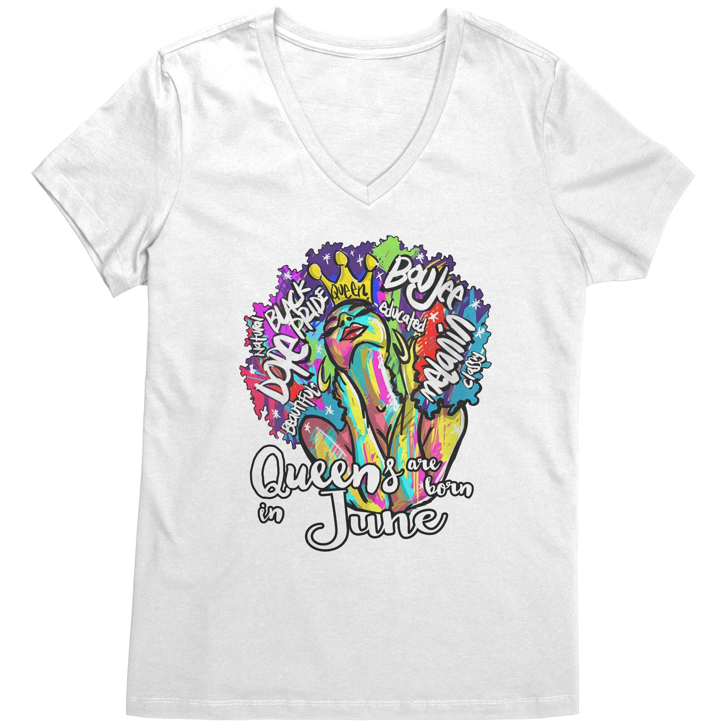 Queens Are Born In June  V-Neck Tee
