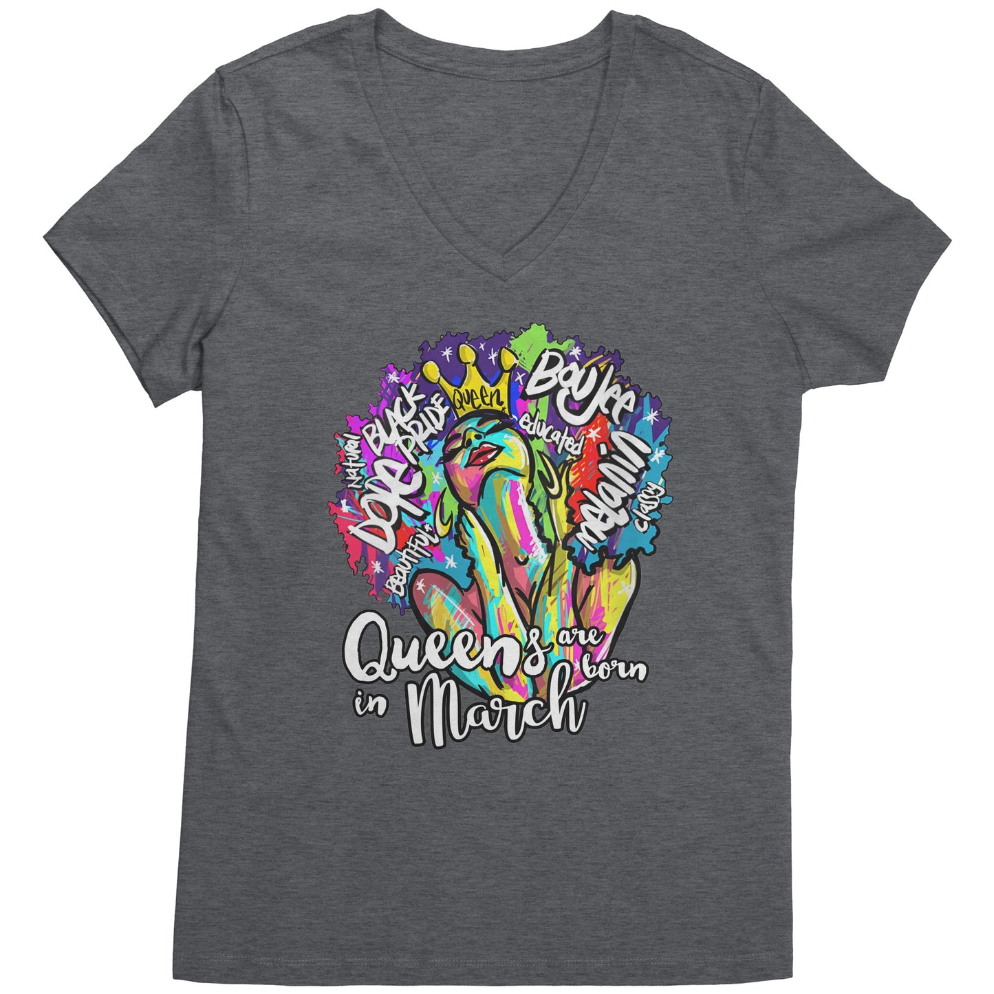 Queens Are Born In March V-Neck Tee