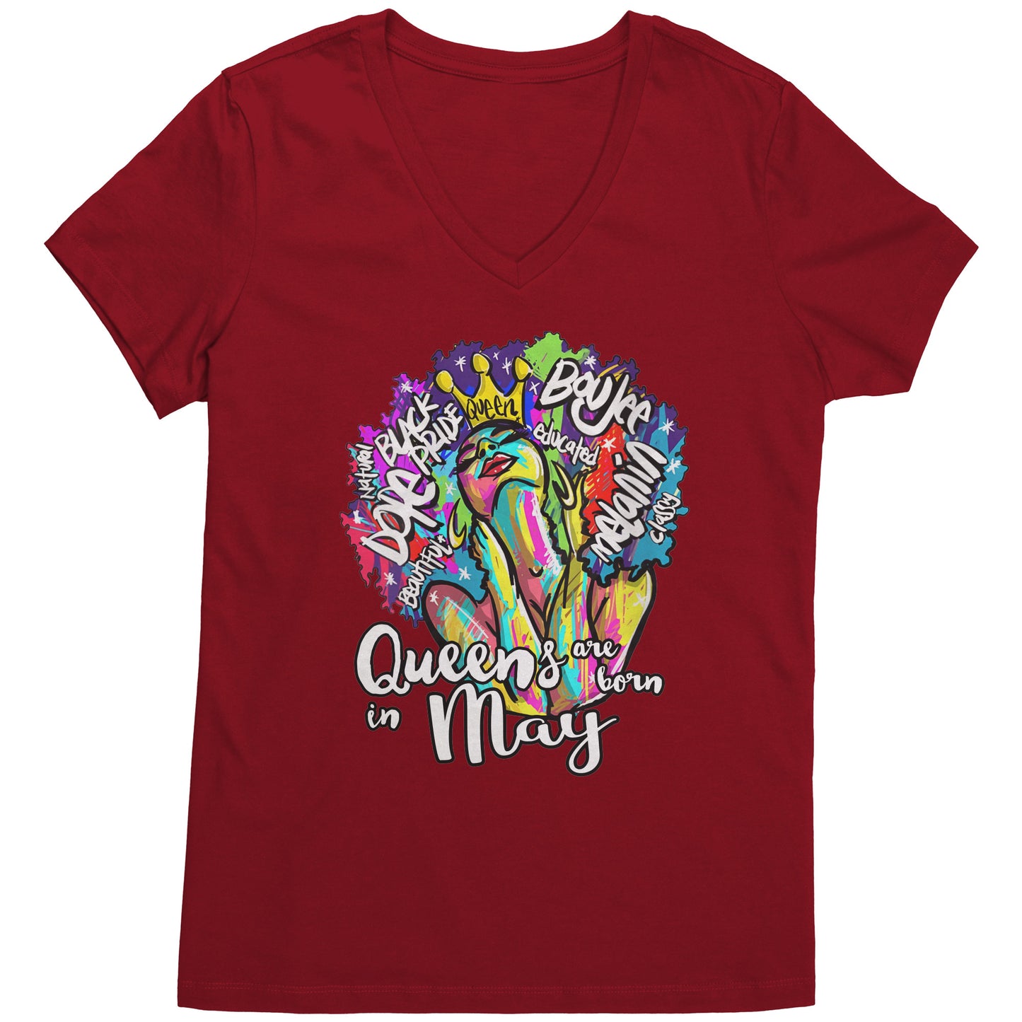 Queens Are Born In May V-Neck Tee
